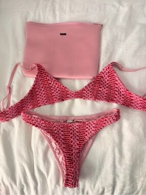 triangl swimwear Pink Crochet Two-Piece Bikini Set